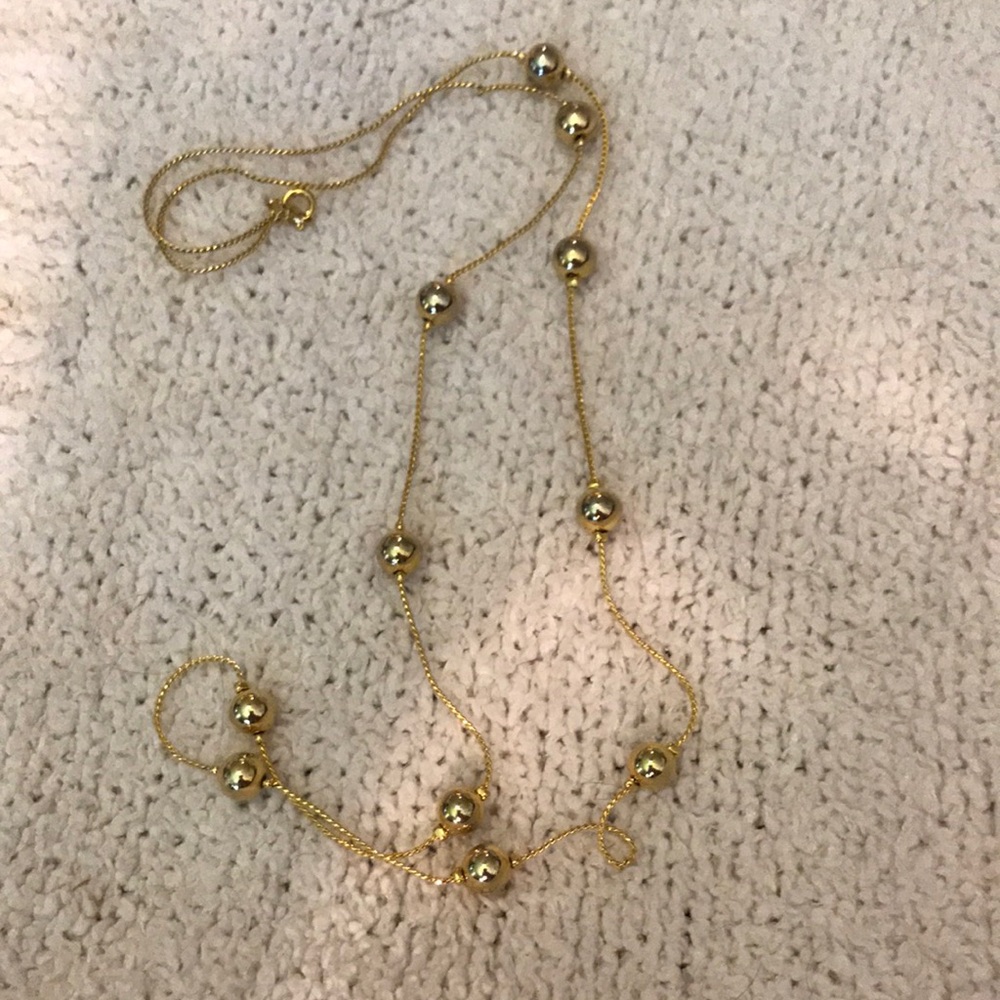 Gorgeous Shiny Goldtone Beaded Long Necklace - Women Jewelry